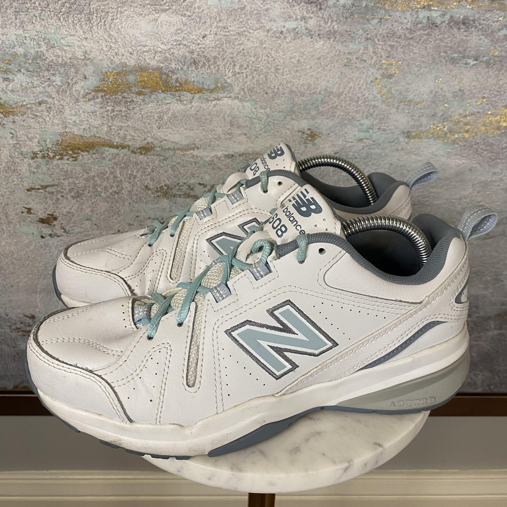 New Balance 608 Shoes Womens Size 9 White Leather Comfort Walking Sneakers